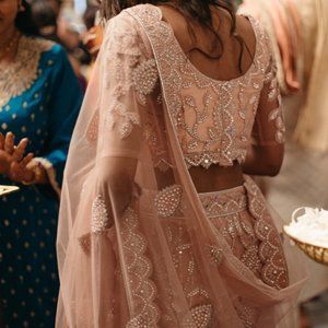 Indian Lehenga Bridal Pink Peach Small